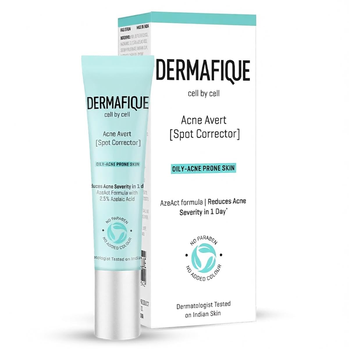 Dermafique Acne Spot Corrector Gel 10ml|Clinically tested to reduce Acne Severity in 1 Day*|2.5% Azelaic Acid & Niacinamide|Oily/Pimple Prone/Dry/Sensitive Skin