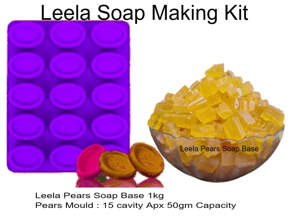 LEELA Pears Soap Making Kit Melt & Pour Natural Soap Making DIY Kit Make Beautiful Pears Natural Soaps with The Contents of This Kit -1Kg Pears Glycerin Soap Ba