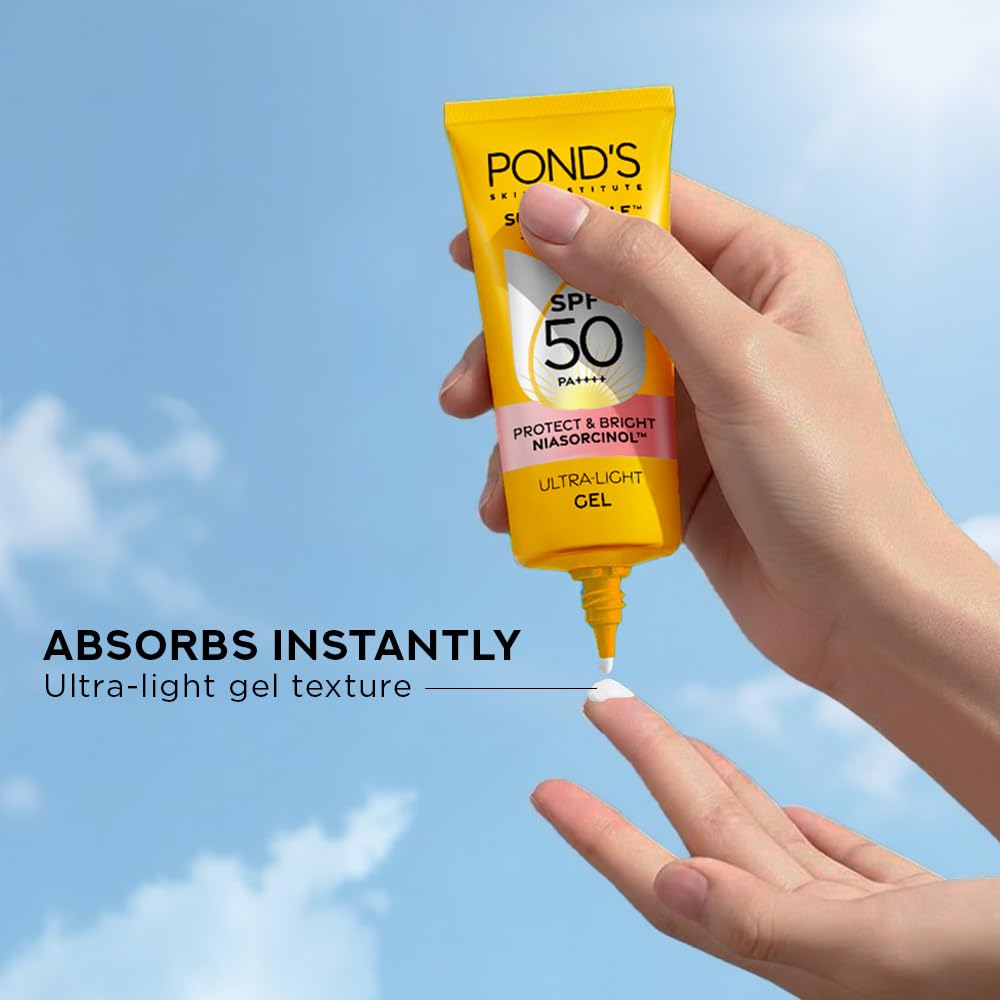 POND’S Sun Miracle SPF 50 PA+++ Crème Gel Sunscreen-Protect & Bright, With 3% Niacinamide, Fade Dark Spots in 4 Weeks, Lightweight, No White Cast 100g