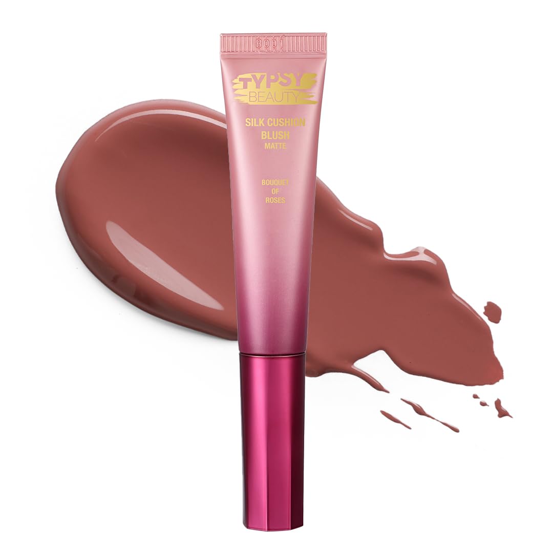 Typsy Beauty | Silk Cushion Liquid Blush Wand - Bouquet of Roses - Soft Pink Matte | Hyaluronic Acid Infused | Cushion Tip Applicator | Ultra-Pigmented | Buildable Liquid Blush | 12ml