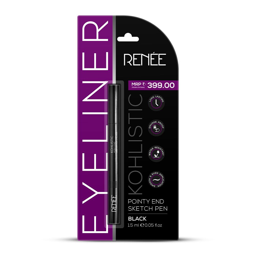 RENEE Pointy End Sketch Pen Smudge Proof Eyeliner - Matte Finish, Light Weight, Water Resistant, Long Stay Highly Pigmented with One Stroke Application Formula