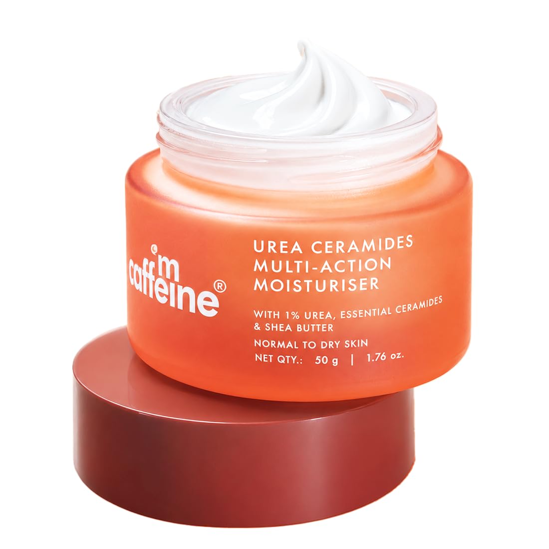 mCaffeine Multi-Action Moisturiser with Urea & Ceramides | Clinically Proven 72 Hr Moisturisation | Deep Barrier Repair | Normal to Dry Skin | 3 Essential Ceram