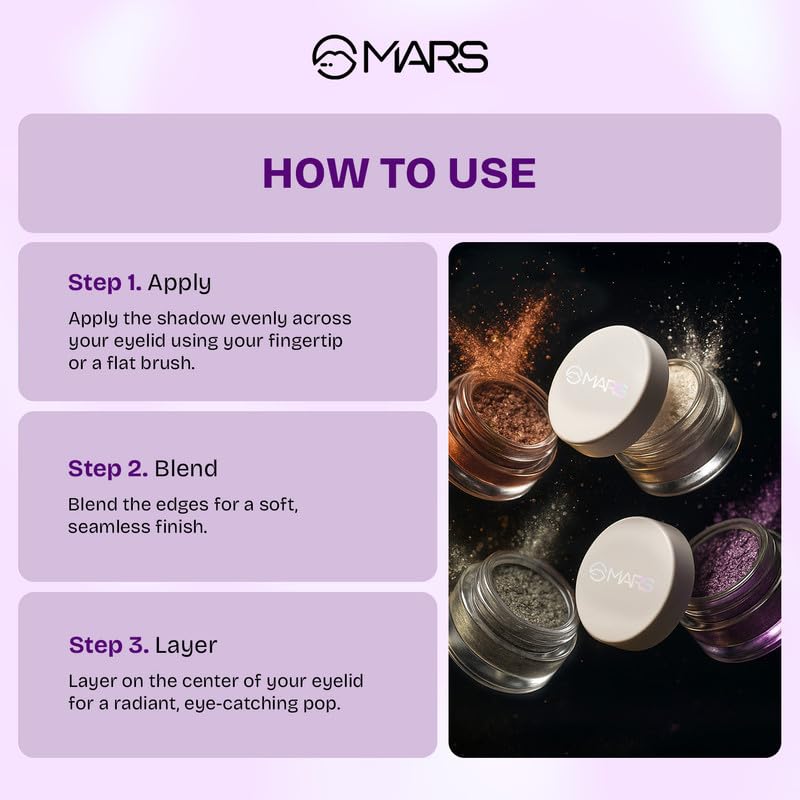 MARS Starlit Pot Eyeshadow (3.0gm) (SHADE-03) | Shimmer Finish | Duo-Chrome Hue Shine | Long-Lasting | Smooth Texture | Mess-Free Application | Travel-Friendly | Easy To Use