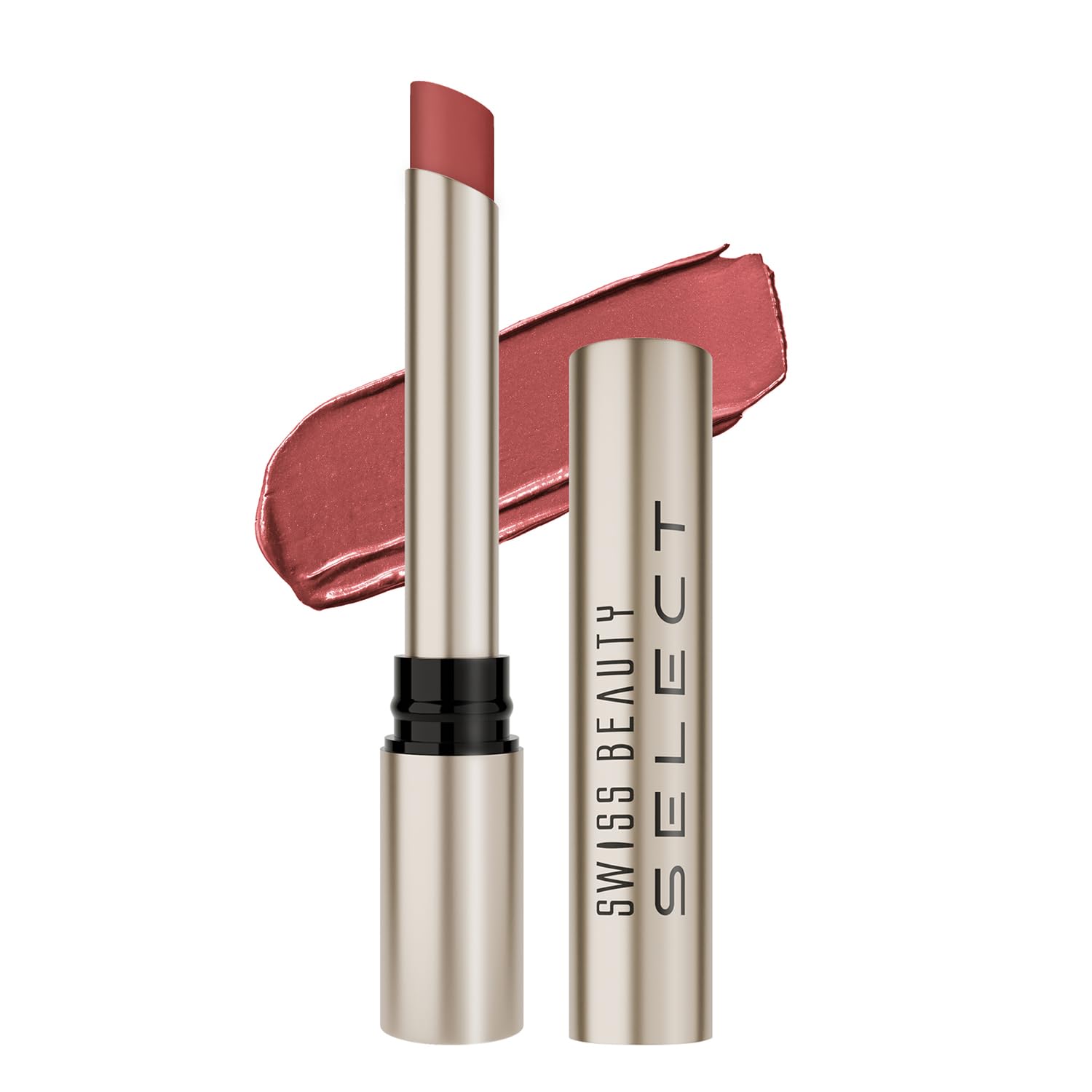 Swiss Beauty Select High On Shine Creamy Lipstick | With Mirror-shine finish | Enriched with Vitamin E | Shade- Rich Rose, 1g |