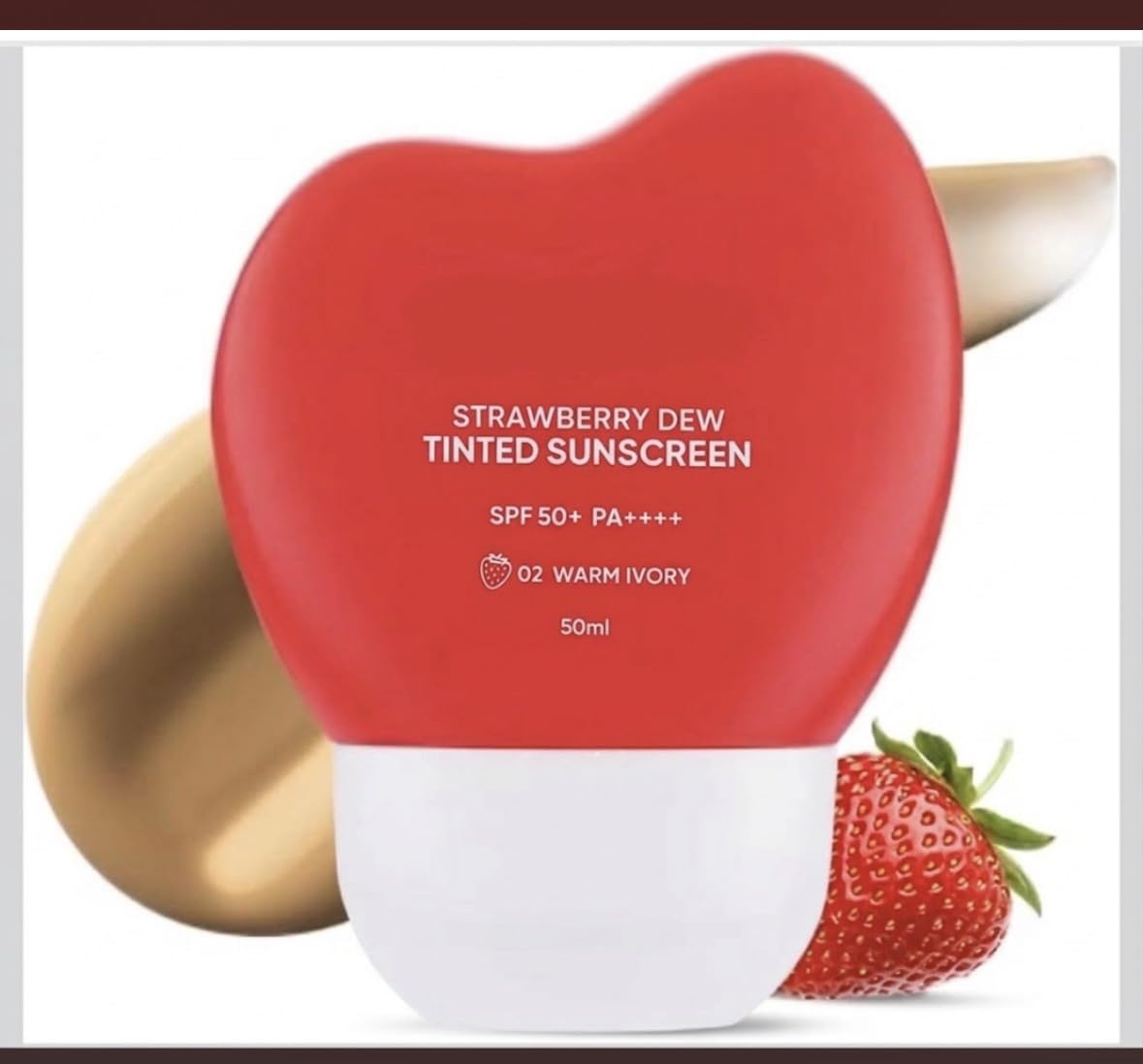 Strawberry Dew Tinted Sunscreen SPF 50+ PA++++, 02 Warm Ivory, 50ml