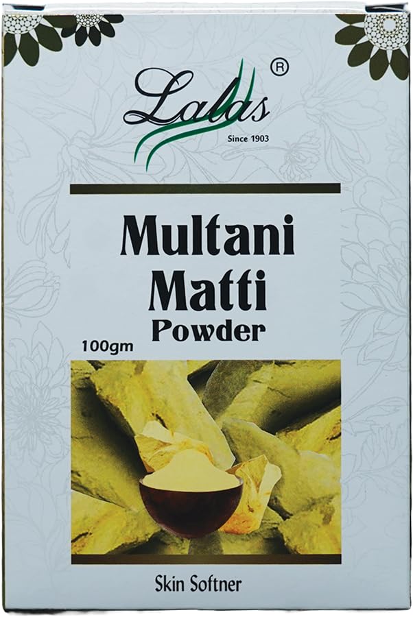 LALAS Multani Mitti Powder for Men & Women | 100% Pure & Natural Fuller's Earth | Deep Cleansing & Oil Control | Face, Skin & Hair Care | Detox & Glow | 100gm E