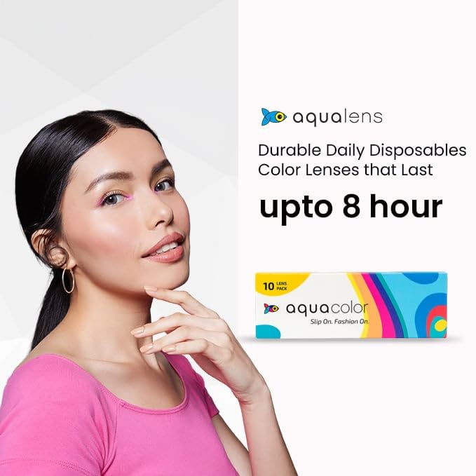 Aquacolor Daily Disposable Colored Lenses with 0 Power - Flirty Blue - (10 Lens/Box)