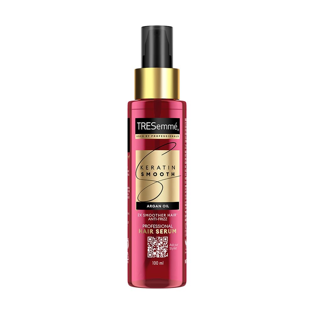 TRESemmé Keratin Smooth Anti Frizz Serum 100ml | 72H Frizz Control, Heat Protection & 2X Smoother Hair | Paraben Free Hair Serum for Dry Frizzy Hair Argan Oil 1