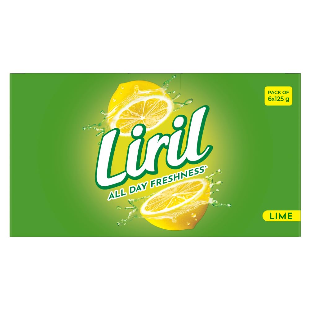 Liril Lime Bathing Bar | Feel the Citrus Burst of Freshness | Pack of 6 (6 x 125g) 125 g (Pack of 6)