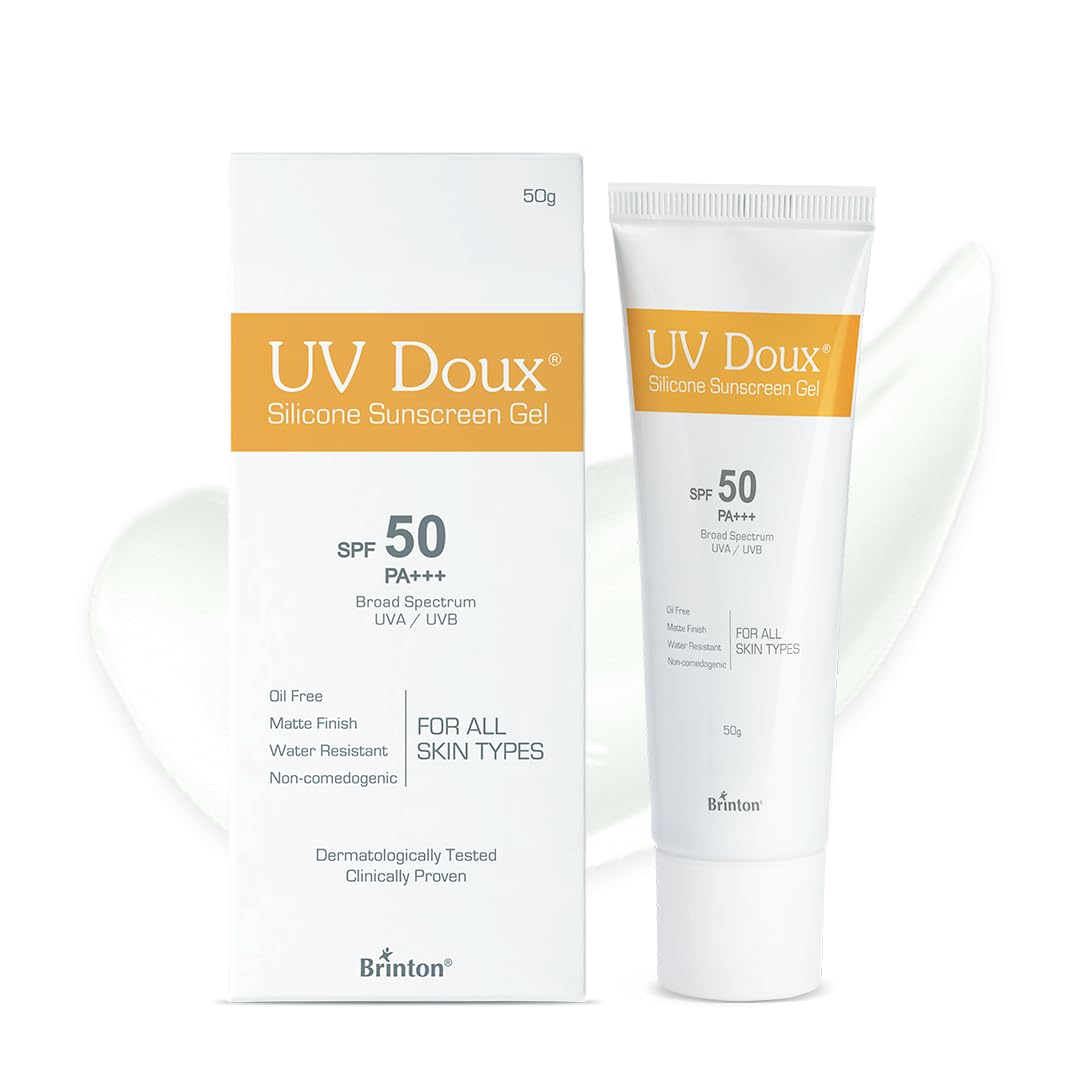 UV Doux Silicone Sunscreen Gel SPF50 PA+++ 50gm & UV Doux Face Cleanser 125ml Combo | Ultimate Skincare Duo for Sun Protection & Deep Cleansing | Non-Greasy, De