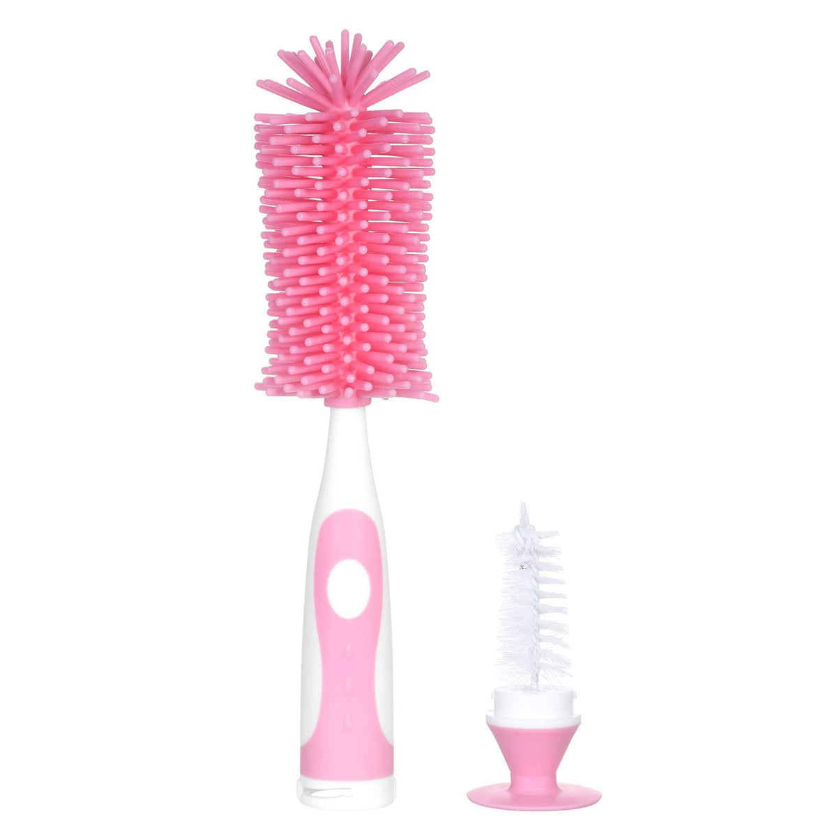 Kalakriti 2 in 1 Silicone Bottle Brush Set for Narrow Neck Bottle/Baby Feeding Bottle Cleaner with Detachable Nipple Brush and Suction Base, 1 Pc