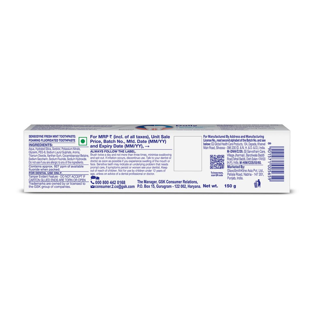 Sensodyne Toothpaste Fresh Gel | Daily Sensitivity Relief Tooth Paste Pack of 1 - 75gm | Dentist Recommended | Everyday Use Paste, Fresh Breath, Fights Tooth Decay, Maintain Healthy Gums
