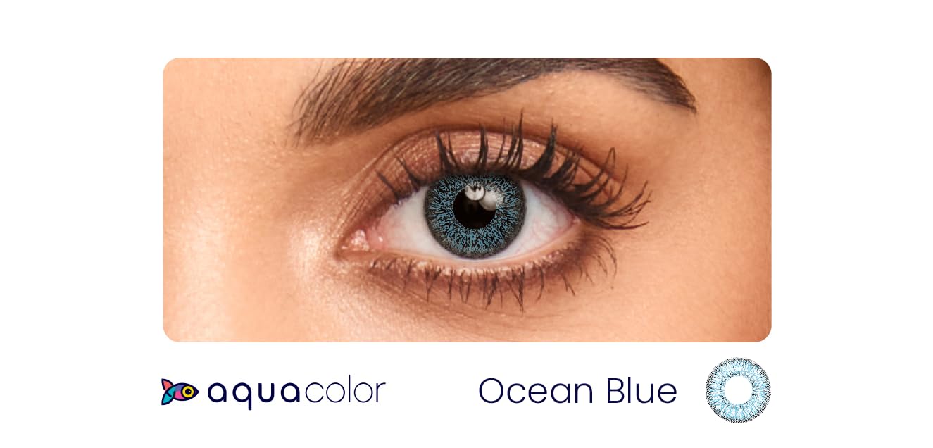 Aquacolor Daily Disposable Colored Lenses with 0 Power - Ocean Blue - (10 Lens/Box)