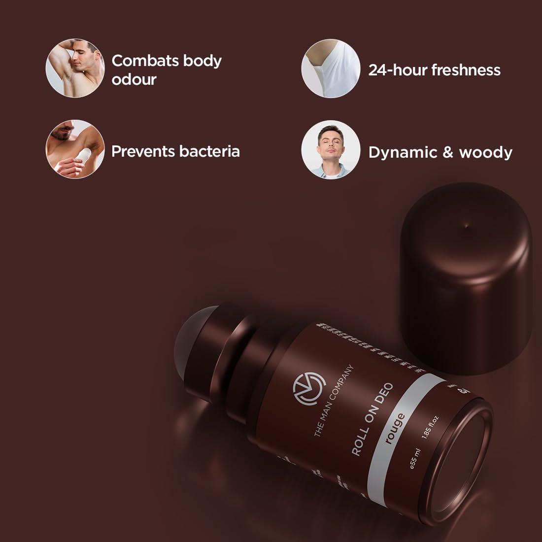 The Man Company Deodrant Roll on for Men - Rouge | Premium Fragrance with 24-Hour Freshness | Removes Body Odour | Compact & Easy-To-Use | Prevents Bacteria - 5