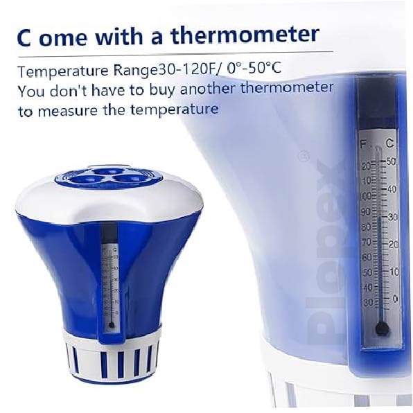 Swimming Pool Chemical Floating Chlorine Tablets Dispenser with Thermometer for Swimming Pools, Spas, Hot Tubs, Fish Ponds & Aquarium.