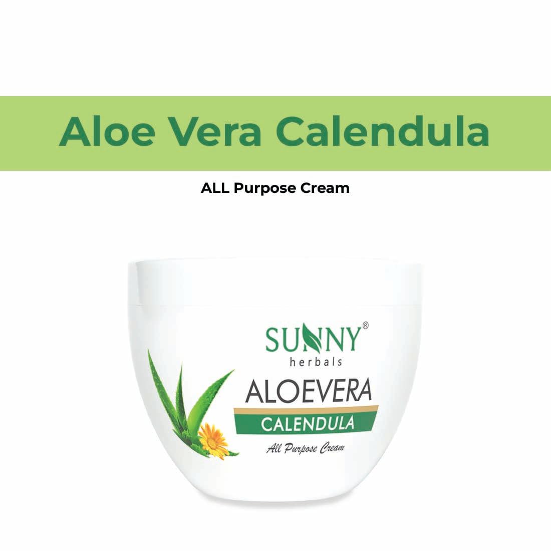 Sunny Herbals Aloevera Calendula Cream | Helps with Dry Skin | Reduces Hyperpigmentation | Fades Melasma | Soothes Skin Issues | Deeply Hydrates | With Aloe Ver