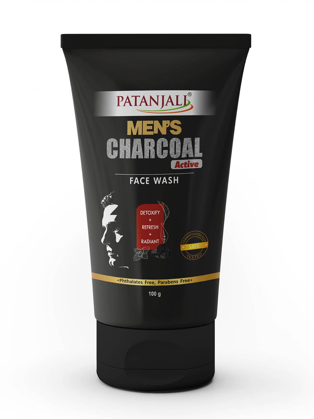 Patanjali Men's Charcoal Active Face Wash 100g, Deep Cleansing Face Wash for Men, Oil Control, Acne Removal & Refreshing Glow, Activated Charcoal for Oily Skin,