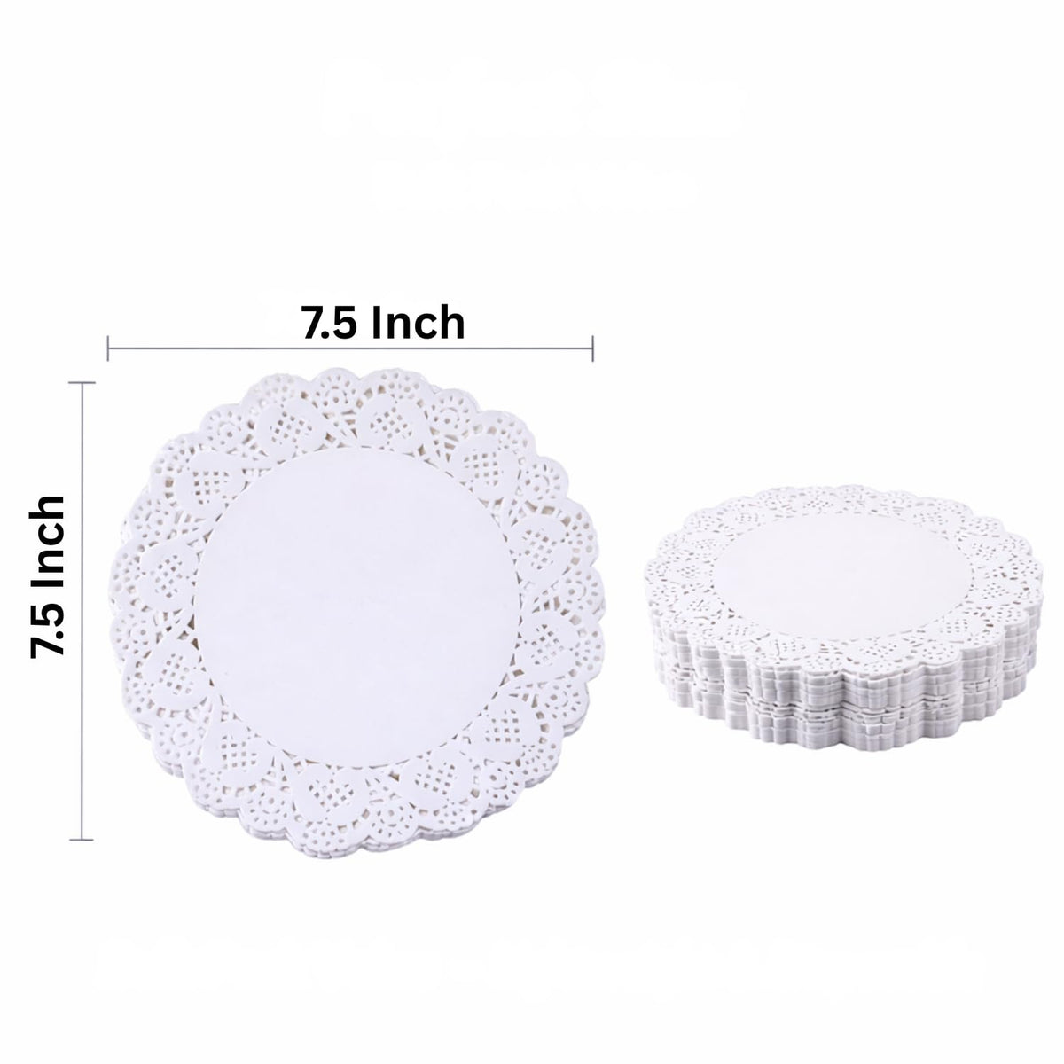 Sakoraware Paper Lace Doilies (Pack of 100pcs, 7.5 inch) Vintage Coasters Placemats Craft Table Cake Decoration Liner for Wedding | Birthdays Parties | Table Ma
