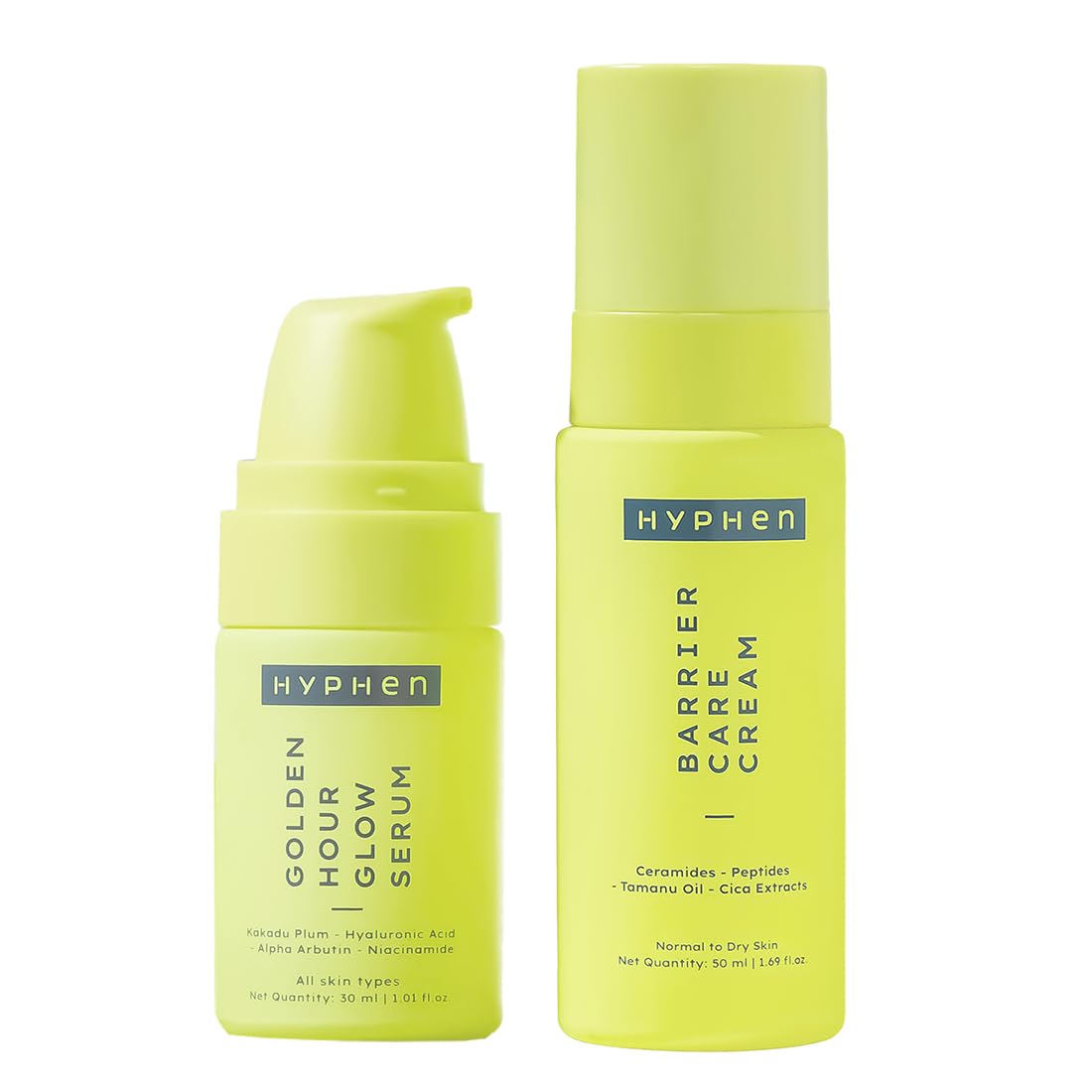 Hyphen Daily Night-Care Routine for Normal & Dry Skin with Face Serum & Barrier Care Cream | Glow & Moisturize Skincare Essentials | Rich in Ceramides, Niacinam