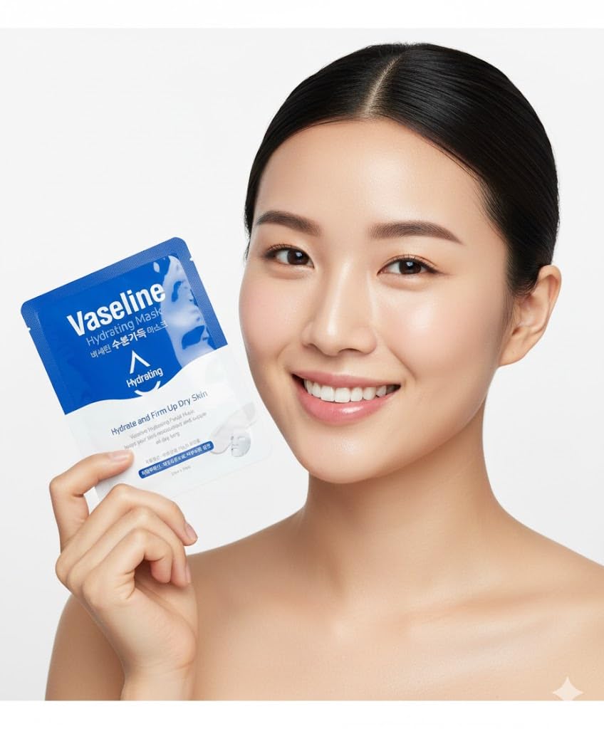 Vaseline Hydrating Sheet Mask for Dry Skin — Deep Moisture & Firming Face Mask, Hydrate and Firm Up Skin, Korean Facial Mask for Soft Smooth Glow, 23ml Single U