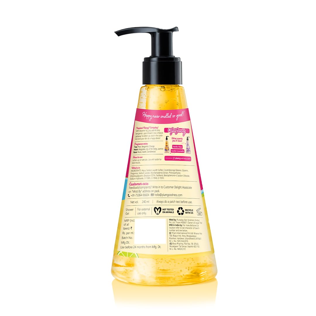 Plum BodyLovin' Lily Miss Sunshine Shower Gel | SLS Free Body Wash For Women | Long Lasting Fresh Fruity-Floral Fragrance | Aloe-Infused Nourishing Body Cleanse