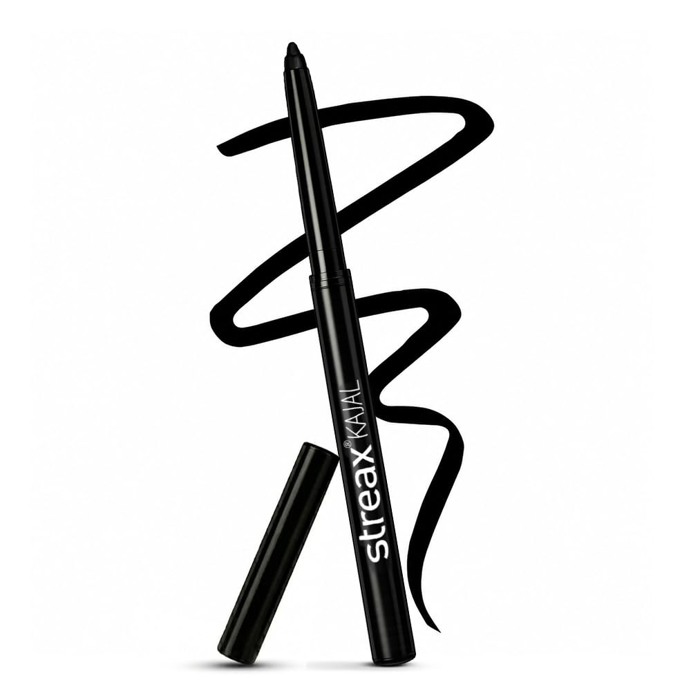 Streax Kajal Pencil for Women Intense Black, Waterproof, Smudge Proof, 24 Hours Long Stay, One Stroke Application - 0.35gm 0.35 g (Pack of 1)