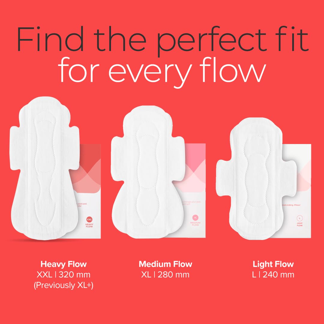 Nua Complete Comfort Sanitary Pads for Sensitive Skin | Pack of 50 Pads (12 Heavy Flow, 20 Medium Flow, 18 Light Flow) with Disposal covers | Zero Irritation |