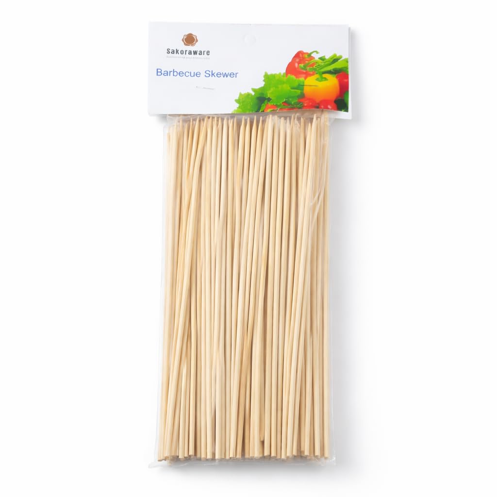 Sakoraware Natural Bamboo Wooden Skewers | BBQ Sticks Seekh (260 pcs) for Kabab Chicken Paneer Tikka Fruits Salad | Barbecue skewers for Oven Microwave Pan Gril