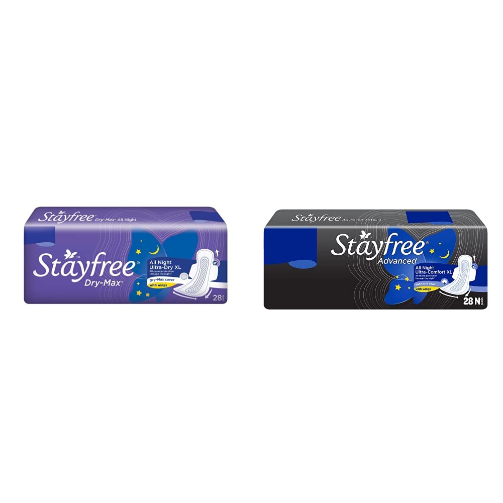 Stayfree Dry Max All Night Sanitary napkins (28 Count) & Stayfree Advanced XL All Night Sanitary napkins (28 Count)