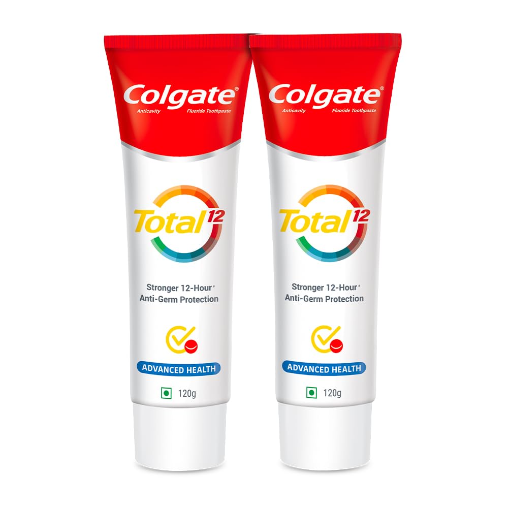 Colgate Total Whole Mouth Health, Antibacterial Cavity Protection Toothpaste, 120gm + 120gm (Advanced Health, Saver Pack)
