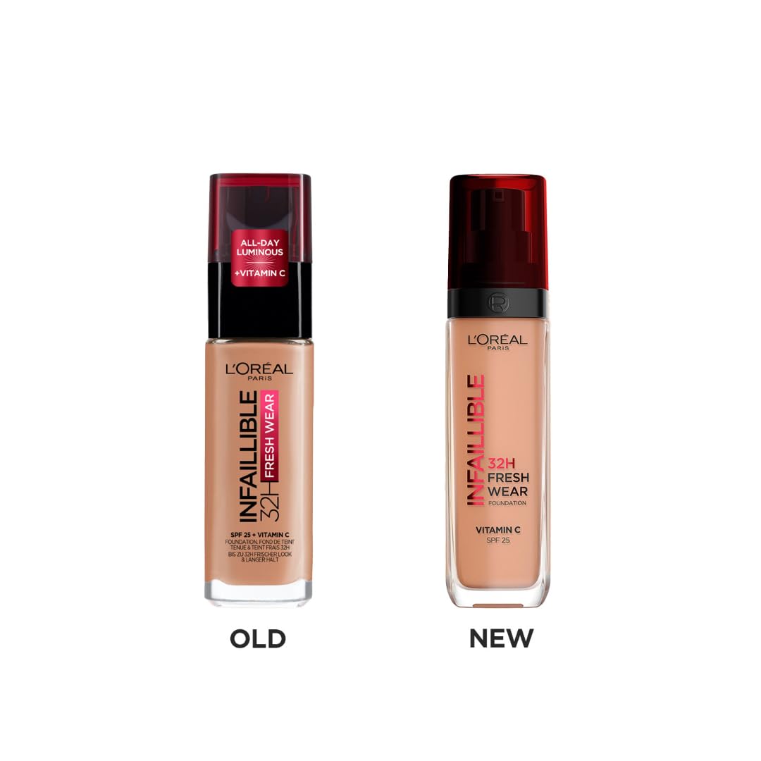 L'Oréal Paris Liquid Foundation, Oil Absorbing Formula, Transferproof, Heatproof and Long-lasting, Infallible 32H Fresh Wear, 300 Amber, 30ml