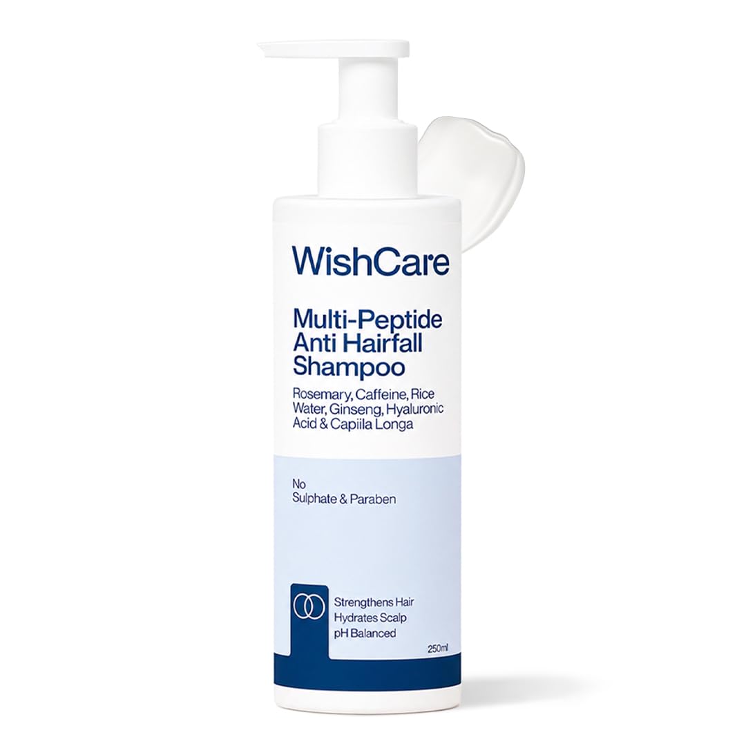 WishCare Multi Peptide Anti Hairfall Shampoo For Frizzy and Dry Hair | Controls Hairfall & Promotes Hair Growth | Peptides, Rice Water, Rosemary & Caffeine | Pa