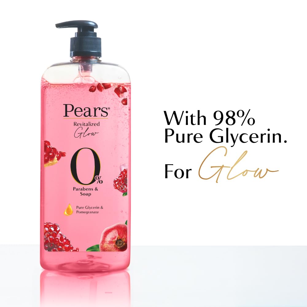 Pears 98% Pure Glycerin Revitalized Glow Body Wash with Pomegranate and 0% Parabens & Soap for a Revitalized Glow, 750ml 750 ml (Pack of 1)