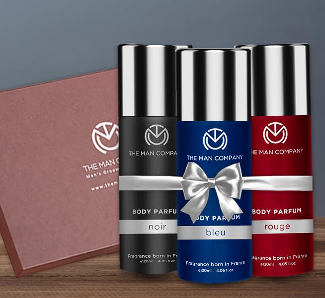 The Man Company Trio Body Perfume for Man | Noir, Bleu, Rouge Deodorant Set | Premium Long Lasting Fragrance | Body Spray Combo Pack | Gift Set for Man - (120ml