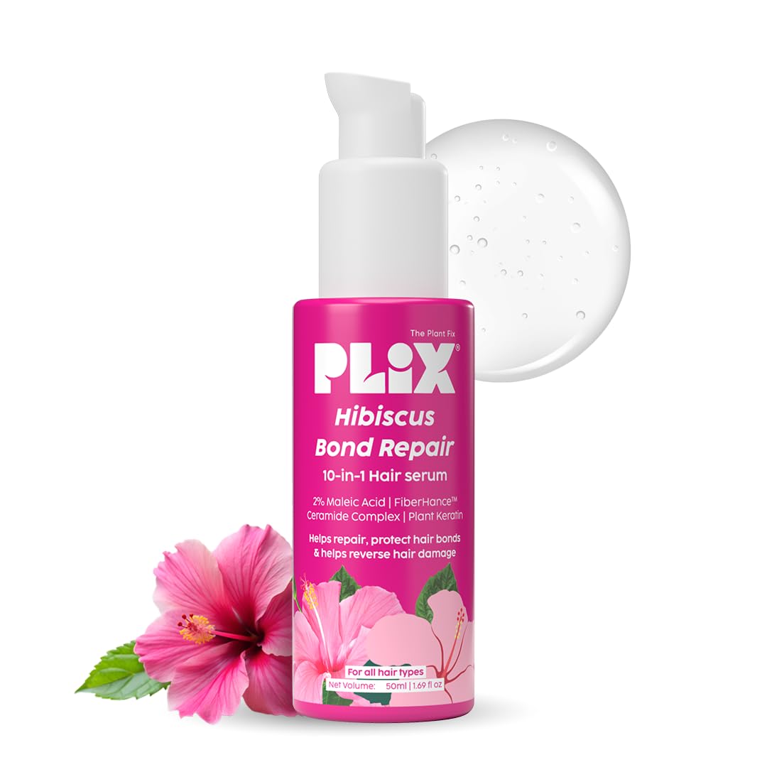 PLIX - THE PLANT FIX Hibiscus Bond Repair 10-in-1 Hair Serum | FiberHance™ | Repairs Damage Hair | Strengthens Keratin Structure | Provides 3X strengthening | 50ml