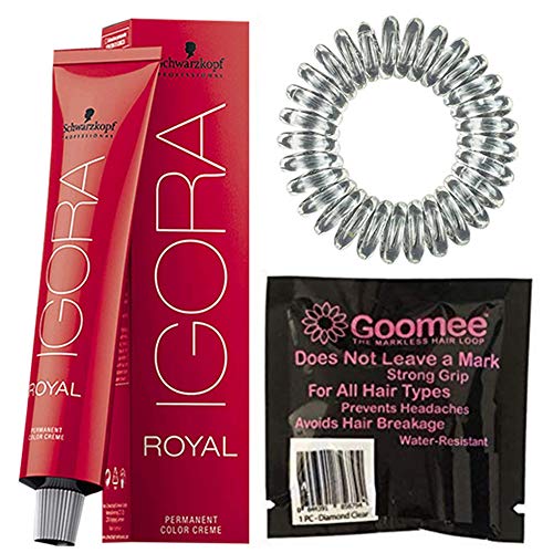 Igora Royal 9,5-22 Pale Blue Permanent Hair Color and Goomee Hair Loop Single Diamond Clear (Bundle 2 items)