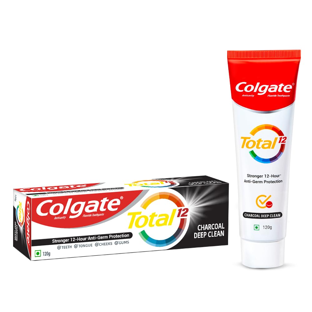 Colgate Total Whole Mouth Health, Antibacterial Toothpaste, 120gm (Charcoal Deep Clean) 120 g (Pack of 1)