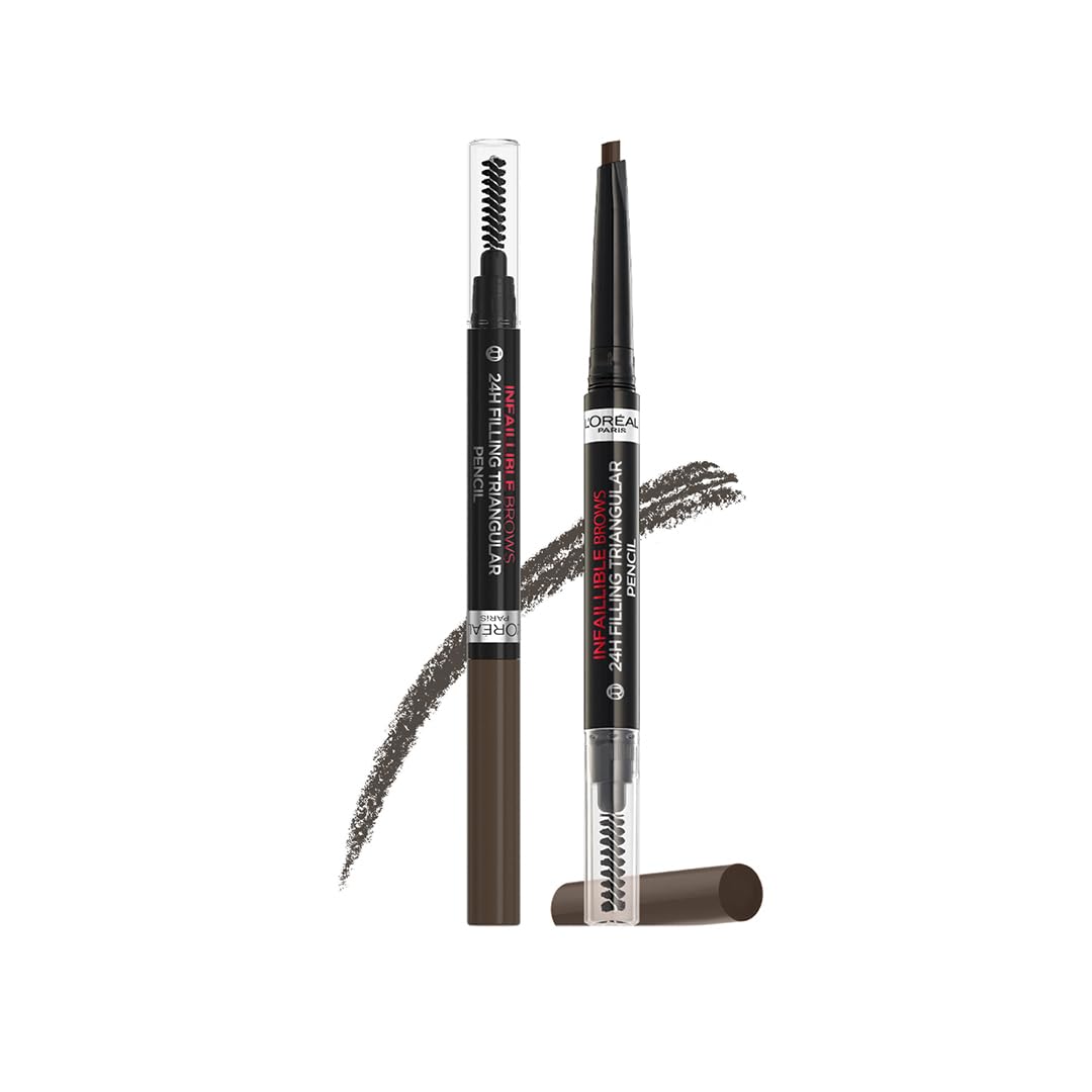 L’Oreal Paris Infallible 24H Brow Filling Triangular Pencil- 1.0 Ebony, 1g