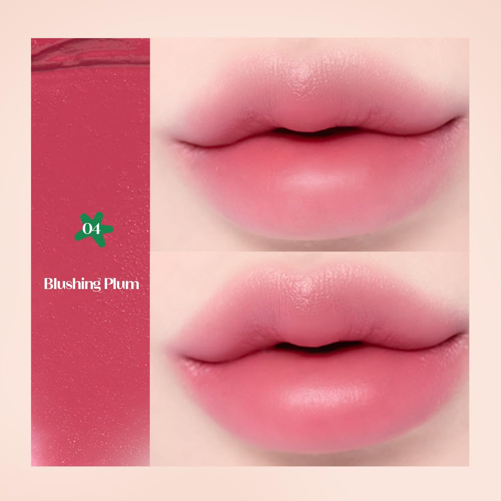 Etude Fruity Lip & Cheek Blur Balm| Cream blush, Soft Melting Texture| Highly pigmented Korean Tint| Cute Puff applicator|Korean Makeup- 04 Blushing Plum 2.3g