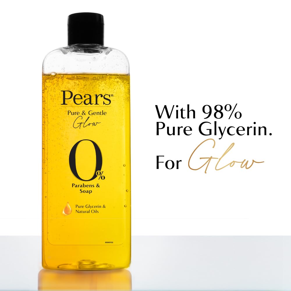 Pears 98% Pure Glycerin Pure & Gentle Bodywash with 0% Parabens & Soap for Hydration & Glow, 250 ml