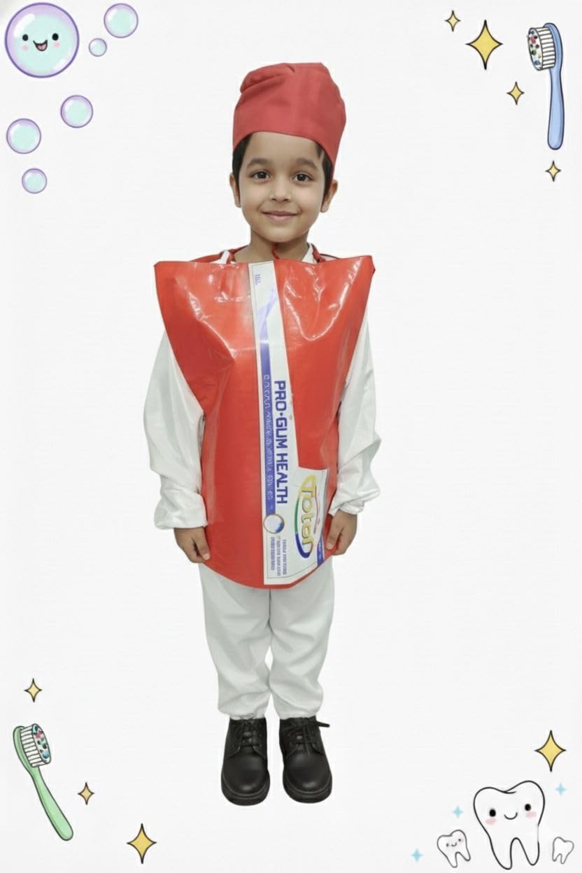 BookMyCostume Colgate Toothpaste Kids Fancy Dress Costume 6-7 Years Toothpaste 6-7 Years