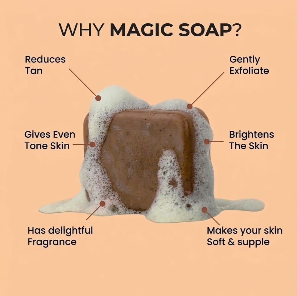 Ghir Natural Magic Soap for Tan Removal (300g, Pack of 3) – Infused with Saffron & Sandalwood for Glowing & Even Skin Tone