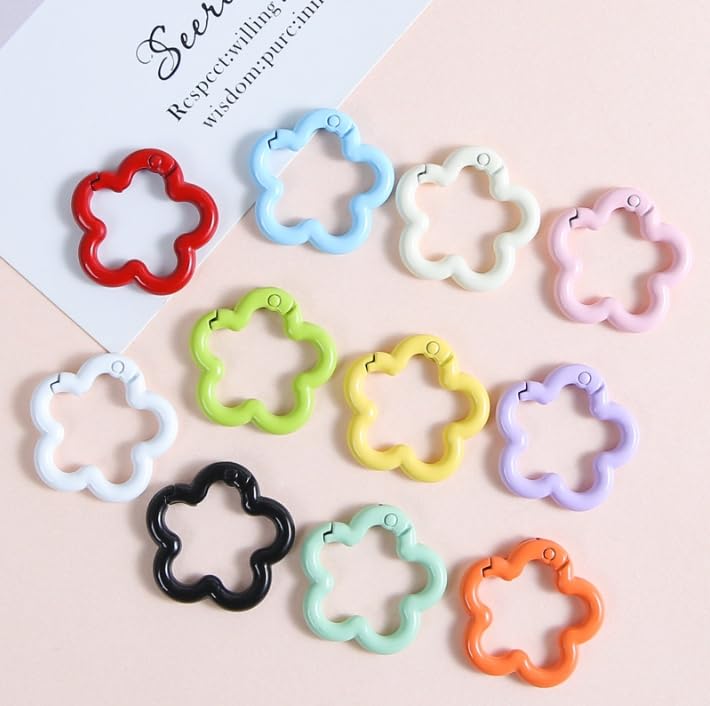 Metal Plum Blossom Spring Buckle Openable O Ring Connector Keychain Clip for Bag Strap Handbag Belt DIY Pendant Phone Case Hook Durable Mixed Colour Pack of -4