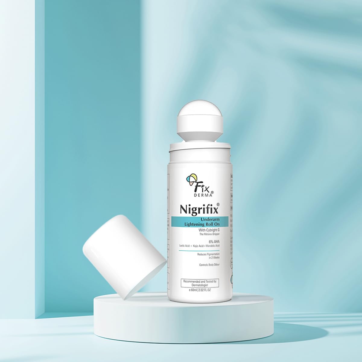 Fixderma Nigrifix Underarm Roll on with 6% AHA, Lactic Acid & 1% Mandelic Acid & Kojic Acid | Brightens Skin & Exfoliates Underarm | For All Skin Type, Men & Wo