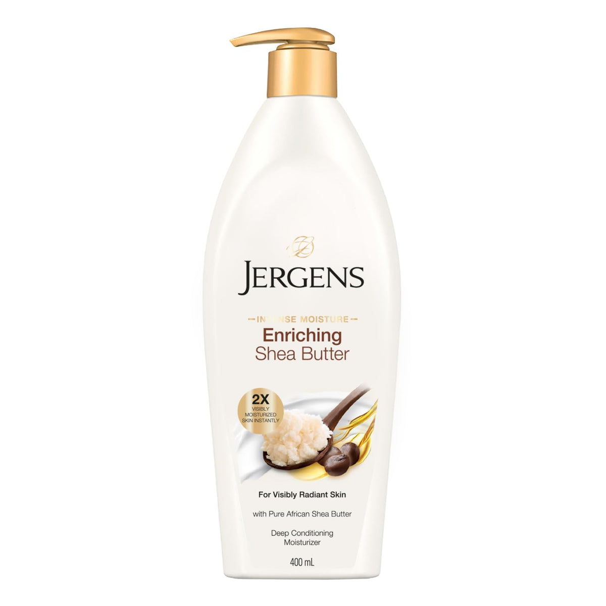 Jergens Shea Butter Deeply Conditioning Body Moisturizer 400ml, Hydrating & Nourishing Lotion for Dry Skin, Daily Use Cream for Soft, Smooth & Shiny Skin, Light