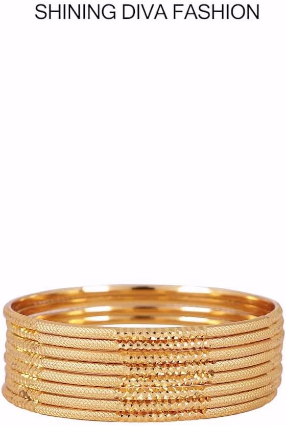 Handcrafted One Gram Gold Plated Set of 8 Traditional Bangles for Women and Girls