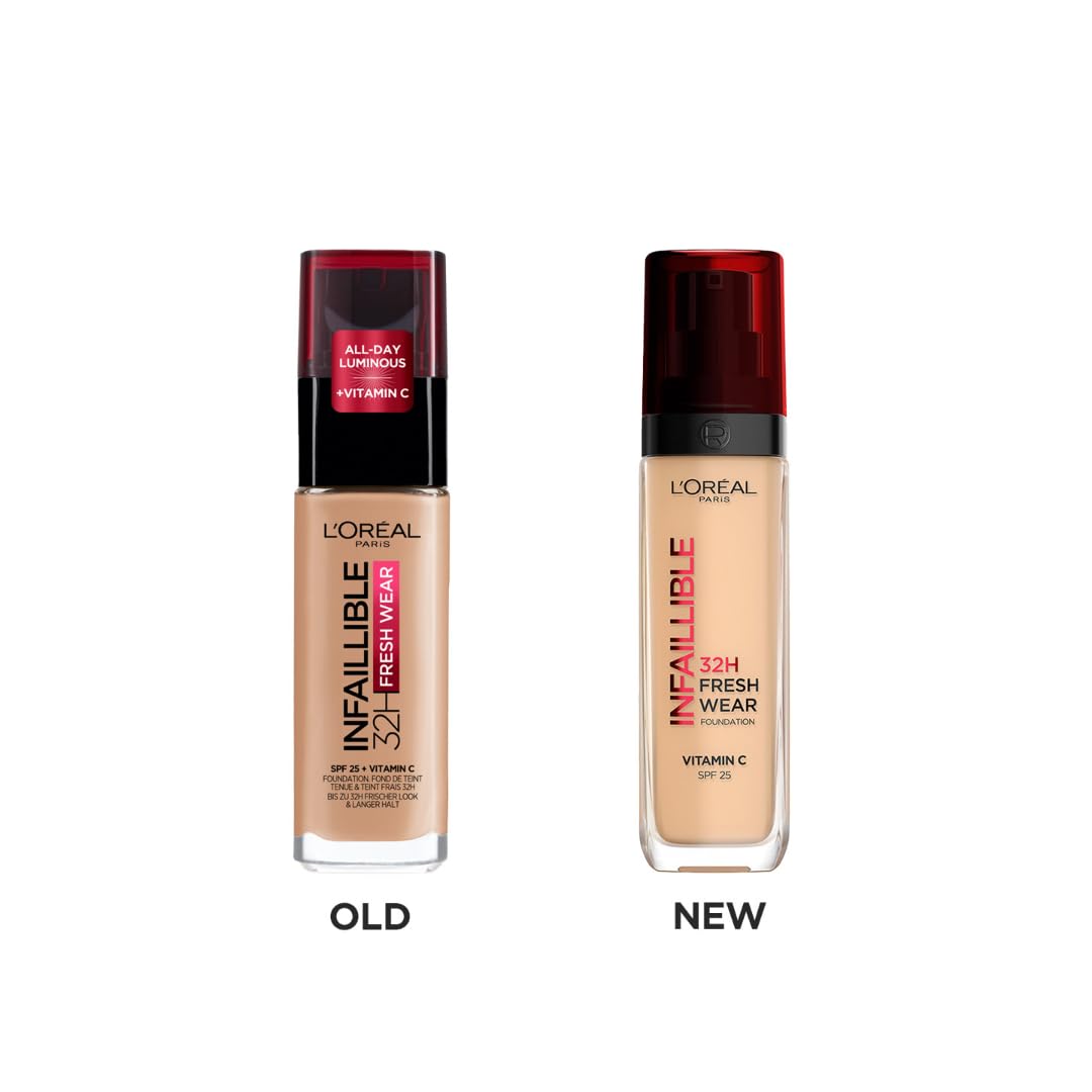 L'Oreal Paris Liquid Foundation, Oil Absorbing Formula, Transferproof, Heatproof and Long-lasting, Infallible 32H Fresh Wear, 220 Sand