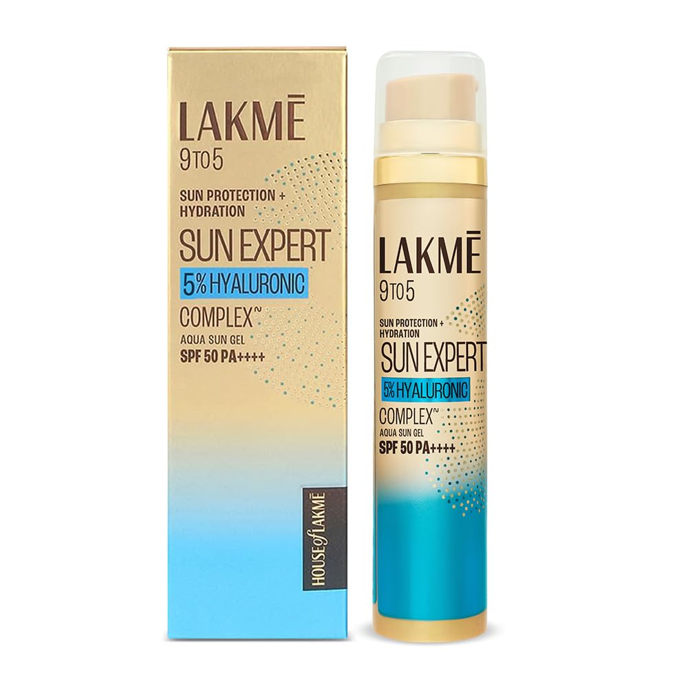 Lakmē 5% Hyaluronic water-light Sunscreen gel SPF 50 Pa++++ In-Vivo tested, Plump & Hydrated skin 56g 56 g (Pack of 1)