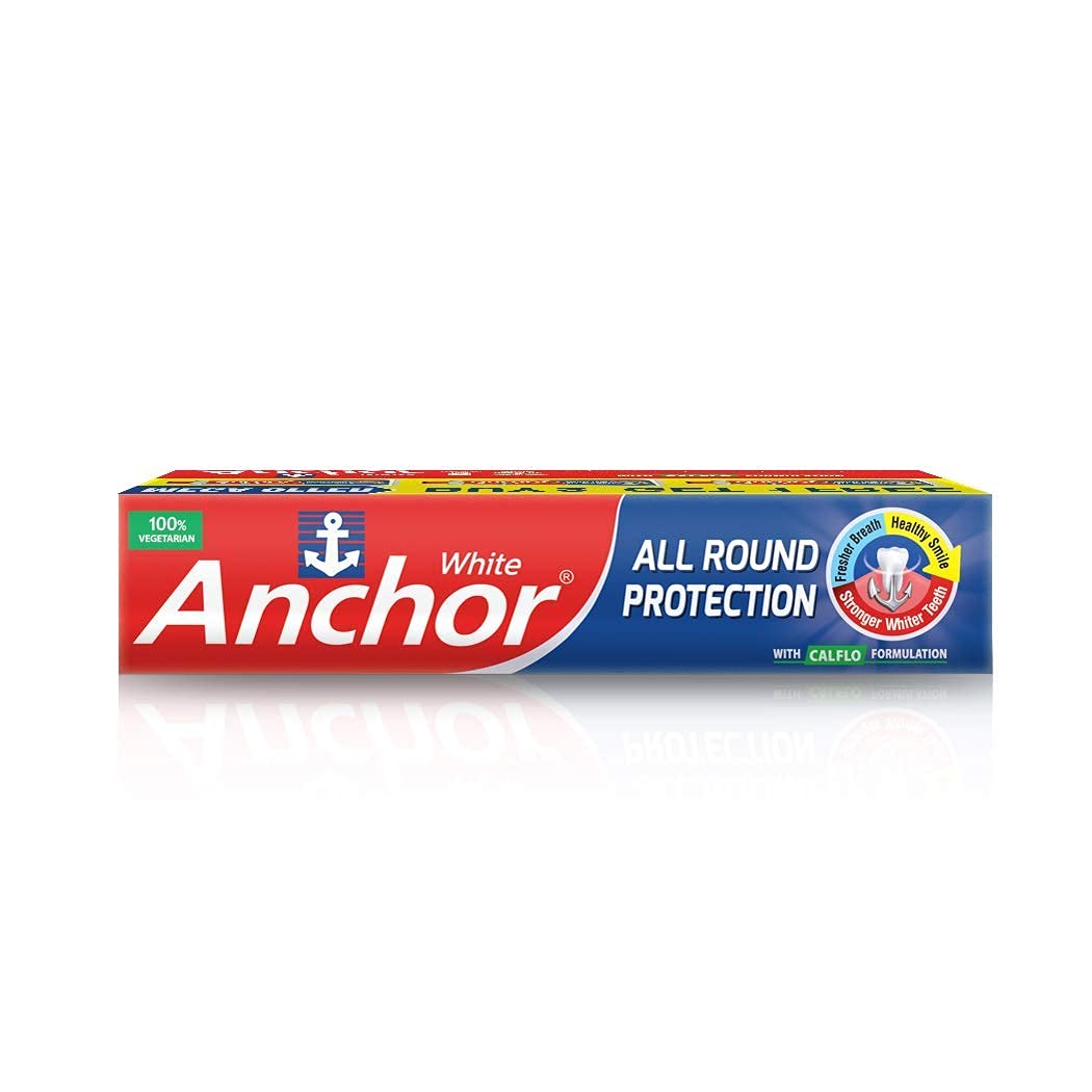 Anchor All Round Protection White Toothpaste 450g (150g x 3) | CALFLO Calcium & Fluoride Formula for Strong Teeth & Healthy Gums | Cavity, Plaque & Germ Protect