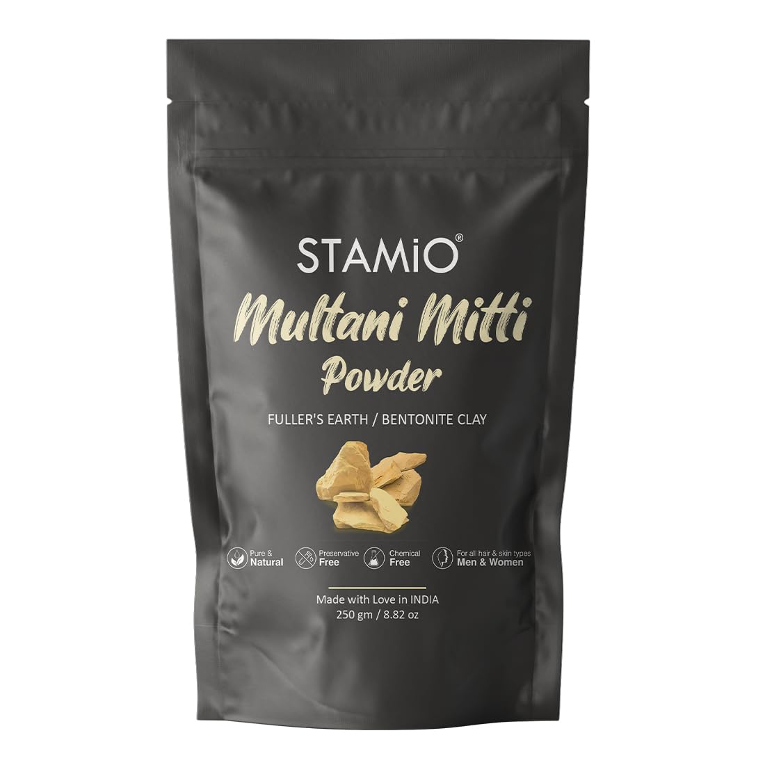 Multani Mitti Powder 250 gm for Face Pack, Hair Mask, Skin Care, Body, Wash, Acne, Cleansing | Fullers Earth | Natural Calcium Bentonite Clay | Suitable For All